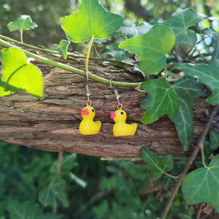 Boucles d'oreilles Canard de bain jaune vue 2