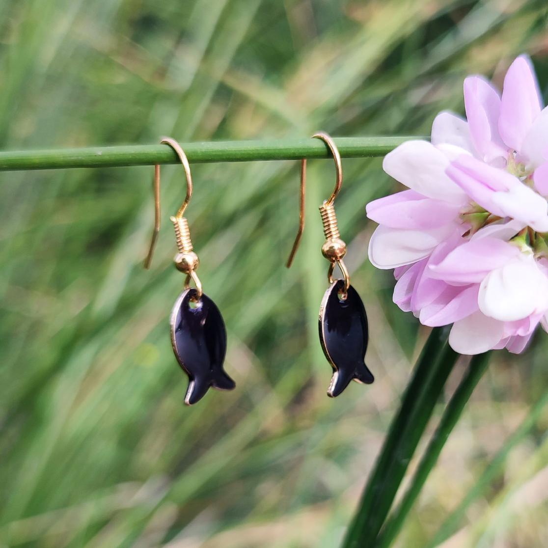 Boucles d'Oreilles Poissons en émail | Bijou Marin