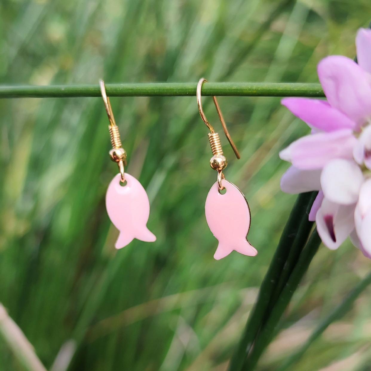 Boucles d'Oreilles Poissons en émail | Bijou Marin