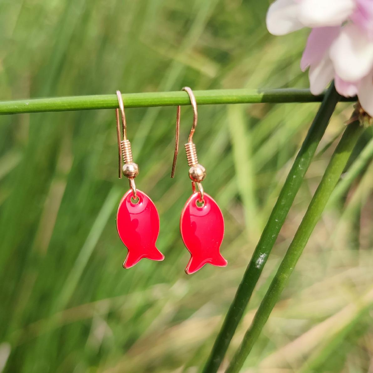Boucles d'Oreilles Poissons en émail | Bijou Marin