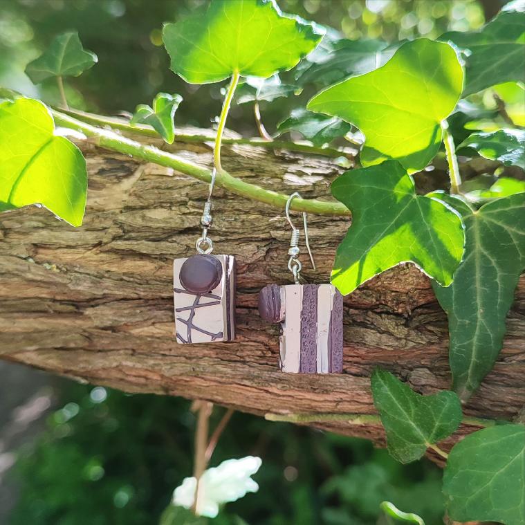 Boucles d'oreilles part de gâteau  au chocolat kawaii