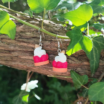 boucles d'oreilles tartelette aux fraises