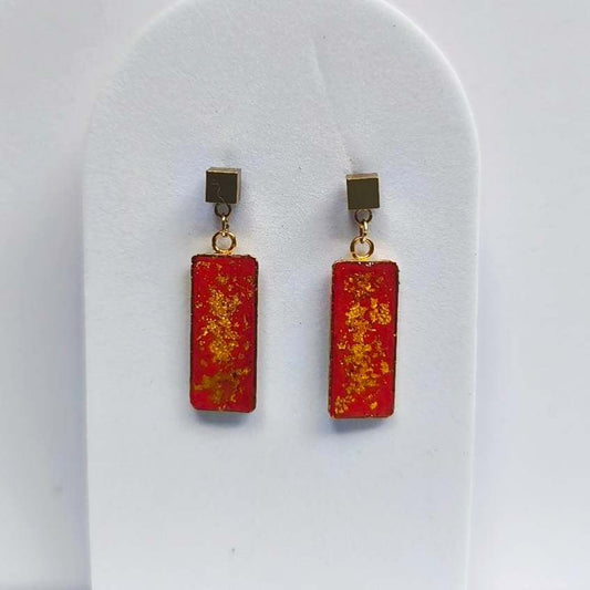 Boucles d’oreilles rouges rectangulaires 