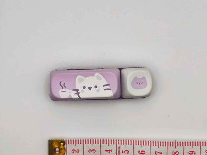 Chat Blanc & Tasse de Café | Barrette GEEK