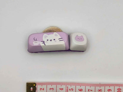 Chat Blanc & Tasse de Café | Barrette GEEK