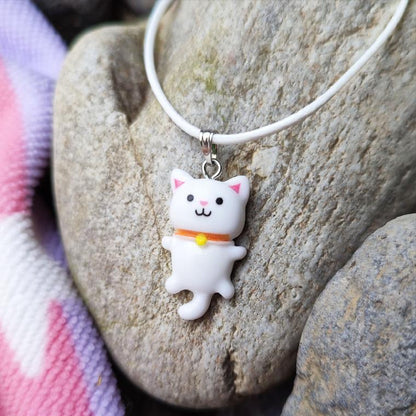 collier chat kawaii blanc