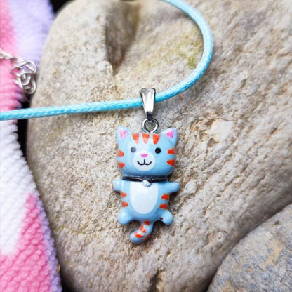 collier chat kawaii bleu