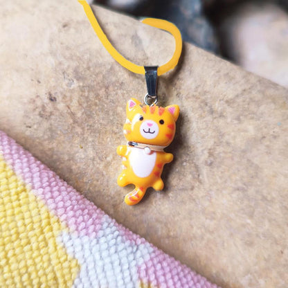 collier chat kawaii orange