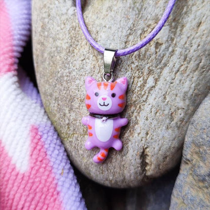 collier chat kawaii violet