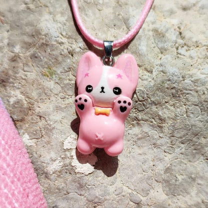Collier chien rose pour enfant