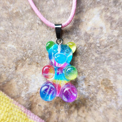 Collier Ourson Haribo multicolore, tie-dye vue 1