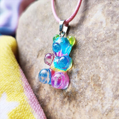 Collier Ourson Haribo multicolore, tie-dye vue 2