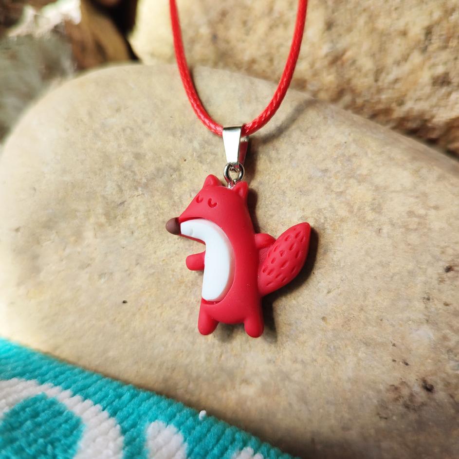 Collier renard enfant rouge animaux kawaii 