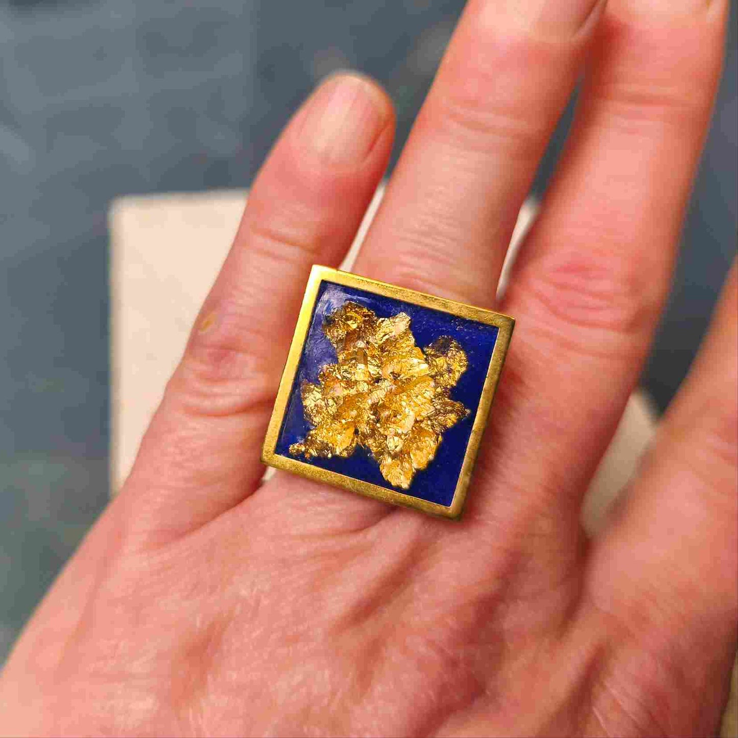 Bague Nuit Incandescente | Bleu Outremer et Feuille d'Or