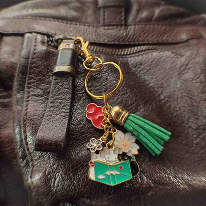 porte cle original 3 chatons livre mont fuji san SAC CUIR