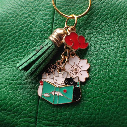 porte cle original 3 chatons livre mont fuji san SAC CUIR VERT