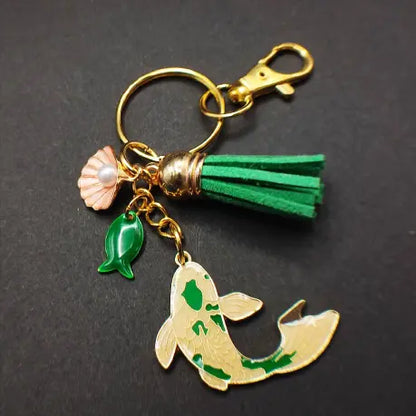 Porte-clé carpe koï verte 