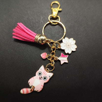 Porte-Clé "Chat Rose Tigré Éclatant"  vue produit